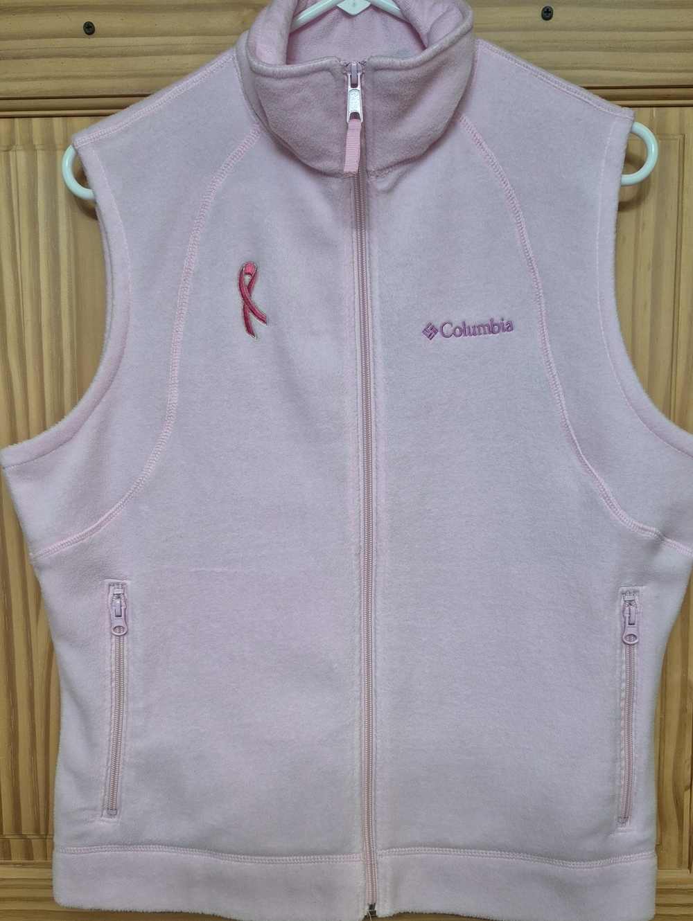 Columbia Pink Benton Springs Fleece Vest Breast Cancer Awareness Medium